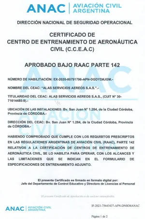 certificado CEAC ANAC